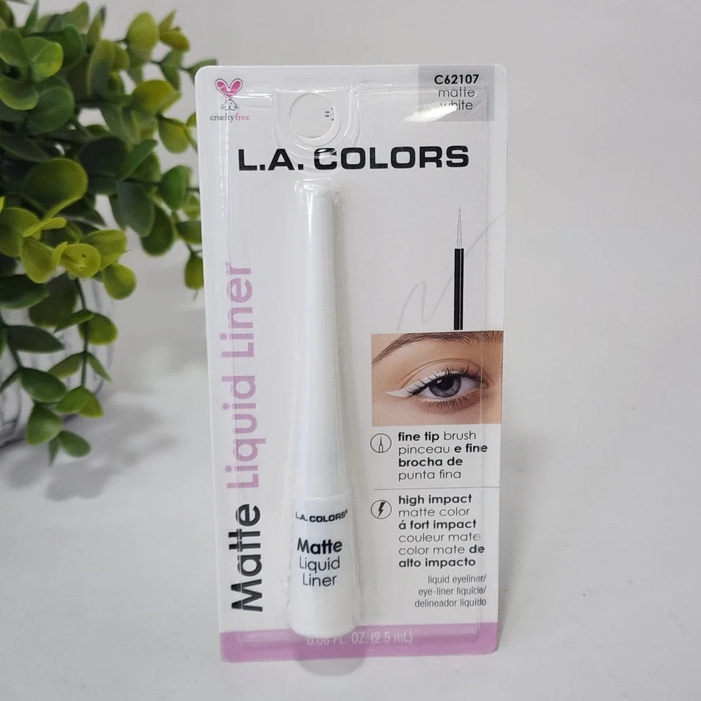 L.A. COLORS Liquid Eyeliner Matte White C62107 ~ Fine Tip Brush ~ New